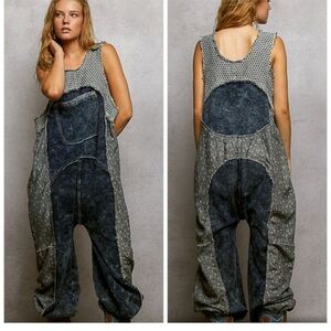 NWT POL DENIM & GRAY PATCHWORK Overalls
